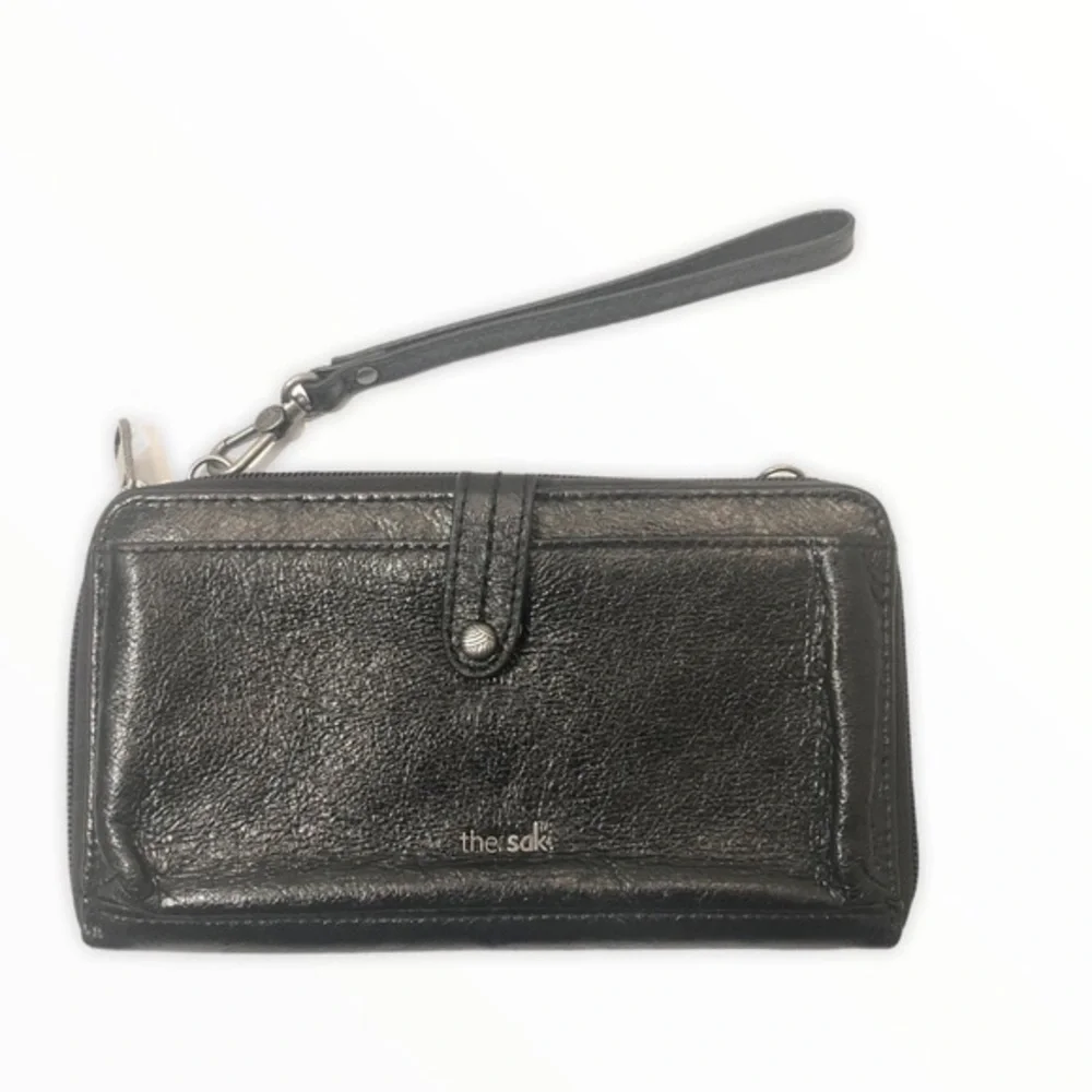 The sak black leather wristlet wallet clutch bag
